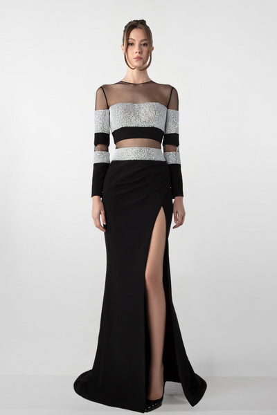 glitter mesh formal dress gown with high slit vintage cocktail dresses
