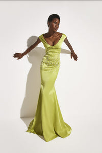 zara green dress pleated _okendo:syndication_key:CL136282113 main image 1