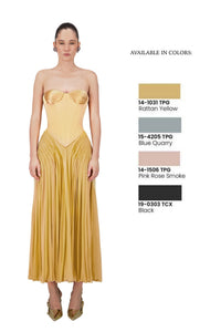 Georges Hobeika Pleated Corset Midi Gown | HERTROVE