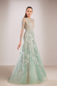 flowy embroidered dress Tulle – HERTROVE semi formal Dresses