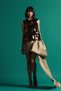 Sleeveless metallic top with short dress - HerTrove