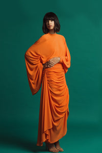 Draped skirt featuring top and georgette blouse - HerTrove