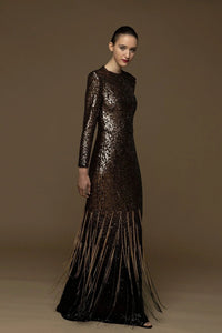 Fully sequined dress with chains - HerTrove