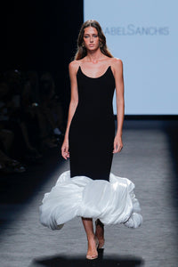 Sleeveless midi dress featuring sculpted hem - HerTrove