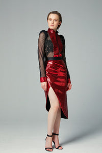 Collared neckline sequined dress - HerTrove