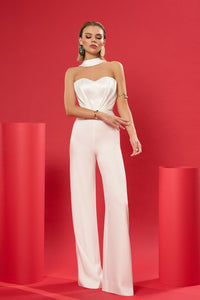 HerTrove-Heart shape satin corset with crepe pants