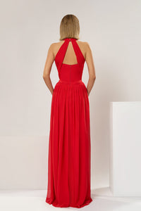 HerTrove-Heart-shaped neckline silk georgette dress