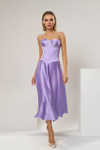 HerTrove-Stone straps corset with midi skirt