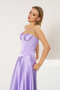 HerTrove-Stone straps corset with midi skirt