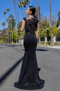 HerTrove-Sleeveless mermaid dress in chantilly lace 