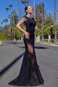 HerTrove-Sleeveless mermaid dress in chantilly lace 