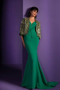 HerTrove - Crepe dress with sequined bolero