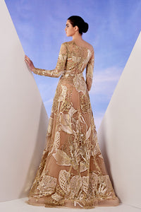 Her Trove - Gold beade long sleeves gown
