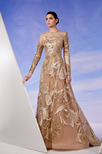 Her Trove - Gold beade long sleeves gown