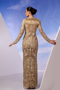 Her Trove - Long sleeves french lace column dress