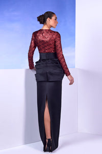 Her Trove - Brocade bodice satin skirt column dress