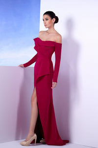 Her Trove - Ruffled bodice off shoulder dress