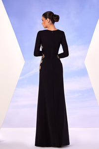 Her Trove - Gold embroidered crepe dress