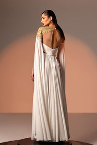 Her Trove - Beaded shoulders crepe georhette dress