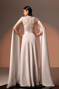 Her Trove - French lace embroidered crepe dress