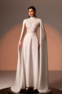 Her Trove - French lace embroidered crepe dress