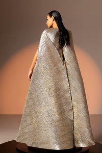 Her Trove - Cape sleeves metallic jacquard dress