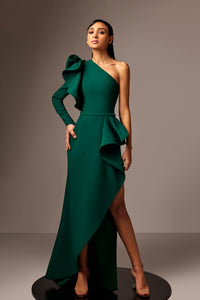 Her Trove - Asymetric neckline ruffled dress