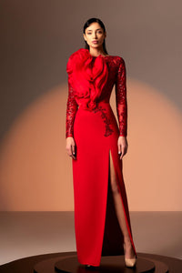 Her Trove - Column silhouette embroidered crepe dress