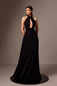 Her Trove - Halter neck chiffon dress
