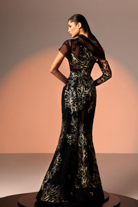 Her Trove - Asymmetric neckline lace gown