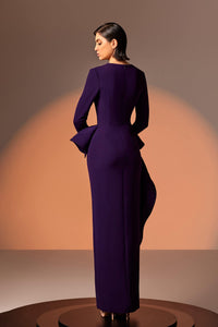 Her Trove - High slit ruffled crepe dress