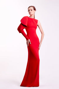 Her Trove - One sleeve crepe dress