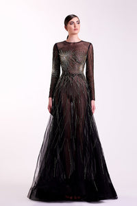 Her Trove - Illusion tulle beaded gown