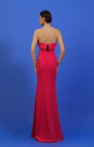 HerTrove-Strapless crepe dress with embroidery