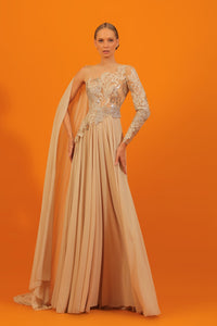 HerTrove-Embroidered crepe georgette dress