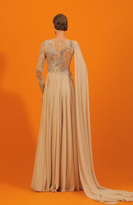 HerTrove-Embroidered crepe georgette dress
