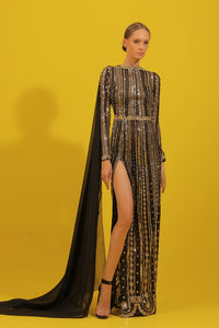 HerTrove-Long sleeves fully beaded dress