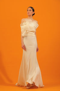 HerTrove-Strapless neckline flare dress