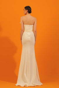 HerTrove-Strapless neckline flare dress