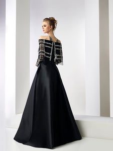 Off shoulder dentelle top with mikado skirt - HerTrove
