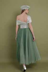 One shoulder ankle length pleated gown - HerTrove
