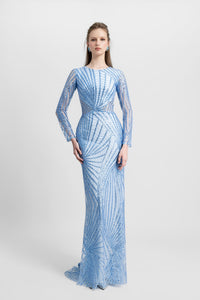 Her Trove - Fully beaded long sleeves gown