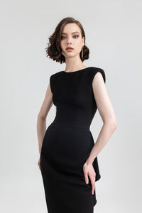 Her Trove -Open back crepe dress