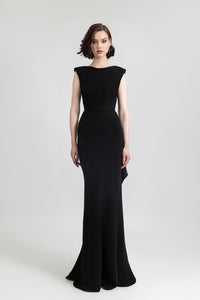 Her Trove -Open back crepe dress