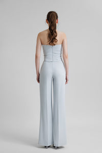 HerTrove-Strapless crepe jumpsuit featuring beaded neckline