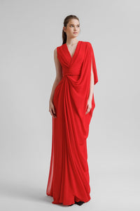 HerTrove-Crepe georgette dress with draping details