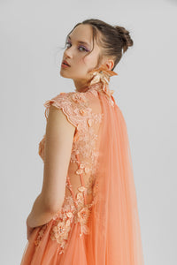 HerTrove-High collar floral corseted dress