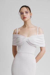 HerTrove-Bow-like neckline crepe dress