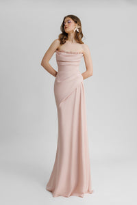 HerTrove-Beaded strapless crepe dress