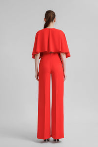 HerTrove-Crepe jumpsuit with cape like sleeves